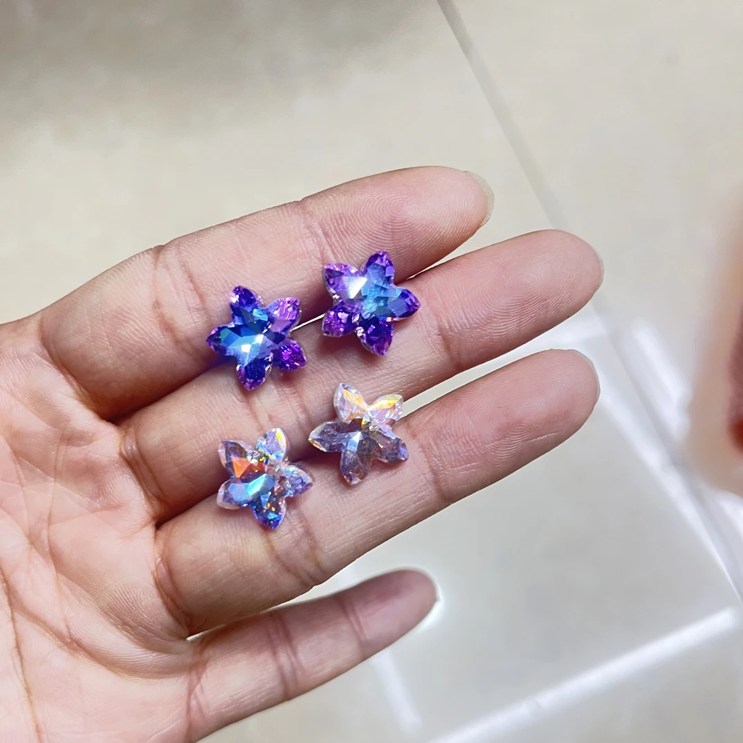 非金属仿水晶耳饰 020甜美风彩色迷你耳钉百搭气质紫色少女风耳钉