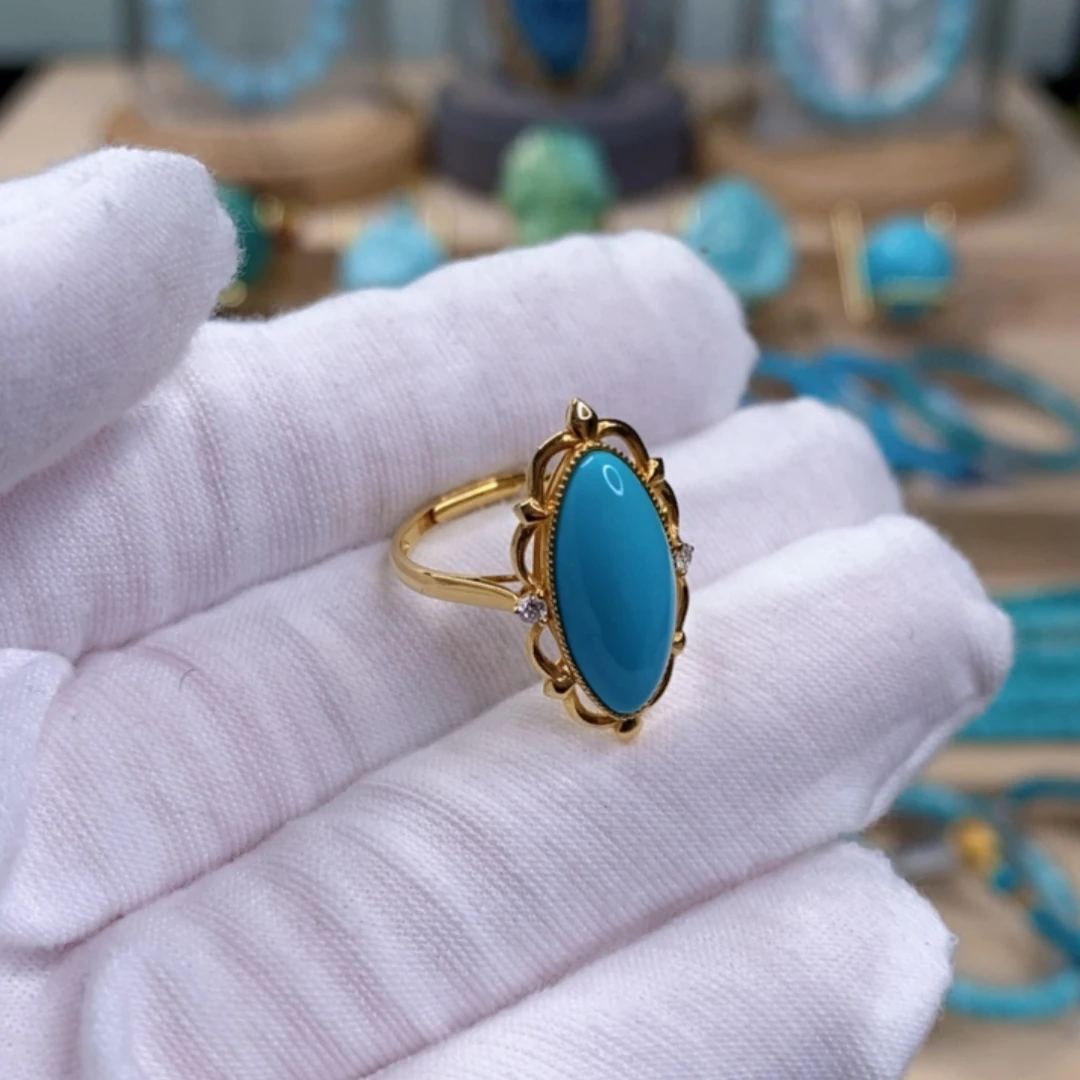 绿松石18K金镶嵌珠宝奇石