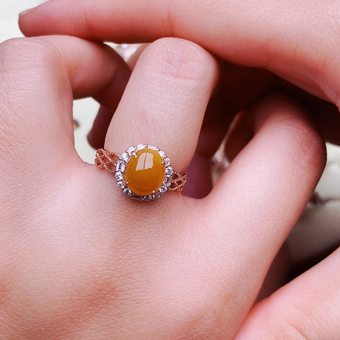 翡翠戒指银S925镶嵌天然A货翡翠