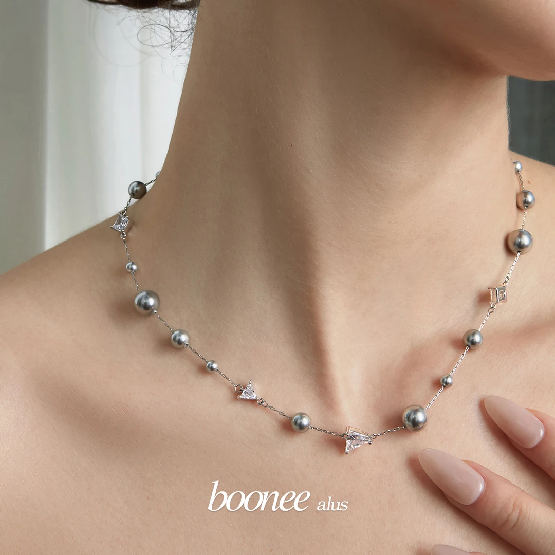 boonee alus 铜合金合成锆石项链 项链秋冬高级感颈链毛衣锁骨链
