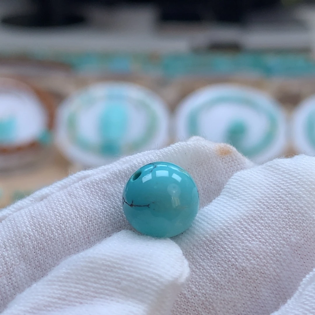 绿松石未镶嵌原矿绿松石圆珠