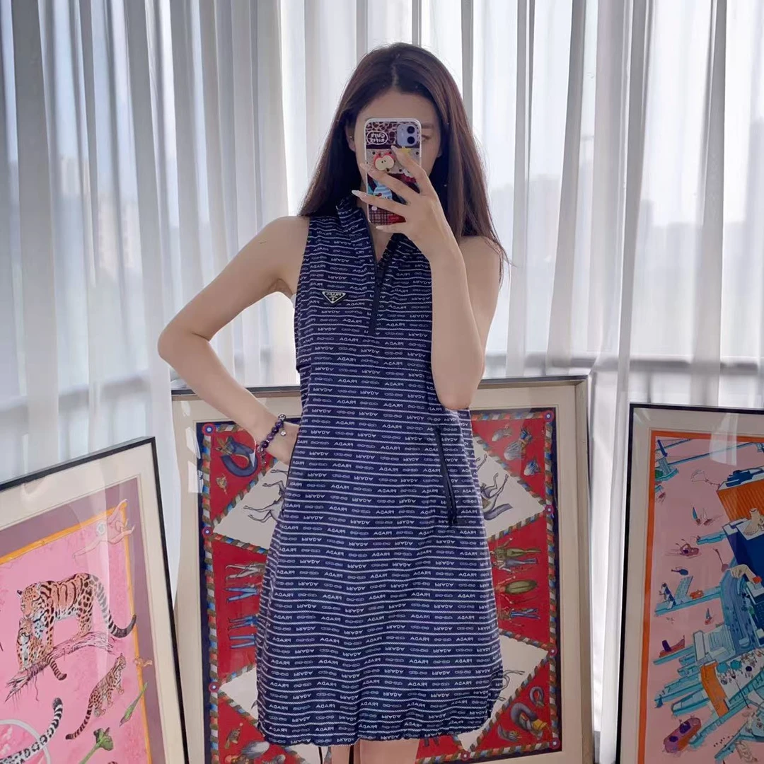 95新 Prada/普拉达 印花logo尼龙连衣裙/250721ZXD9Q01