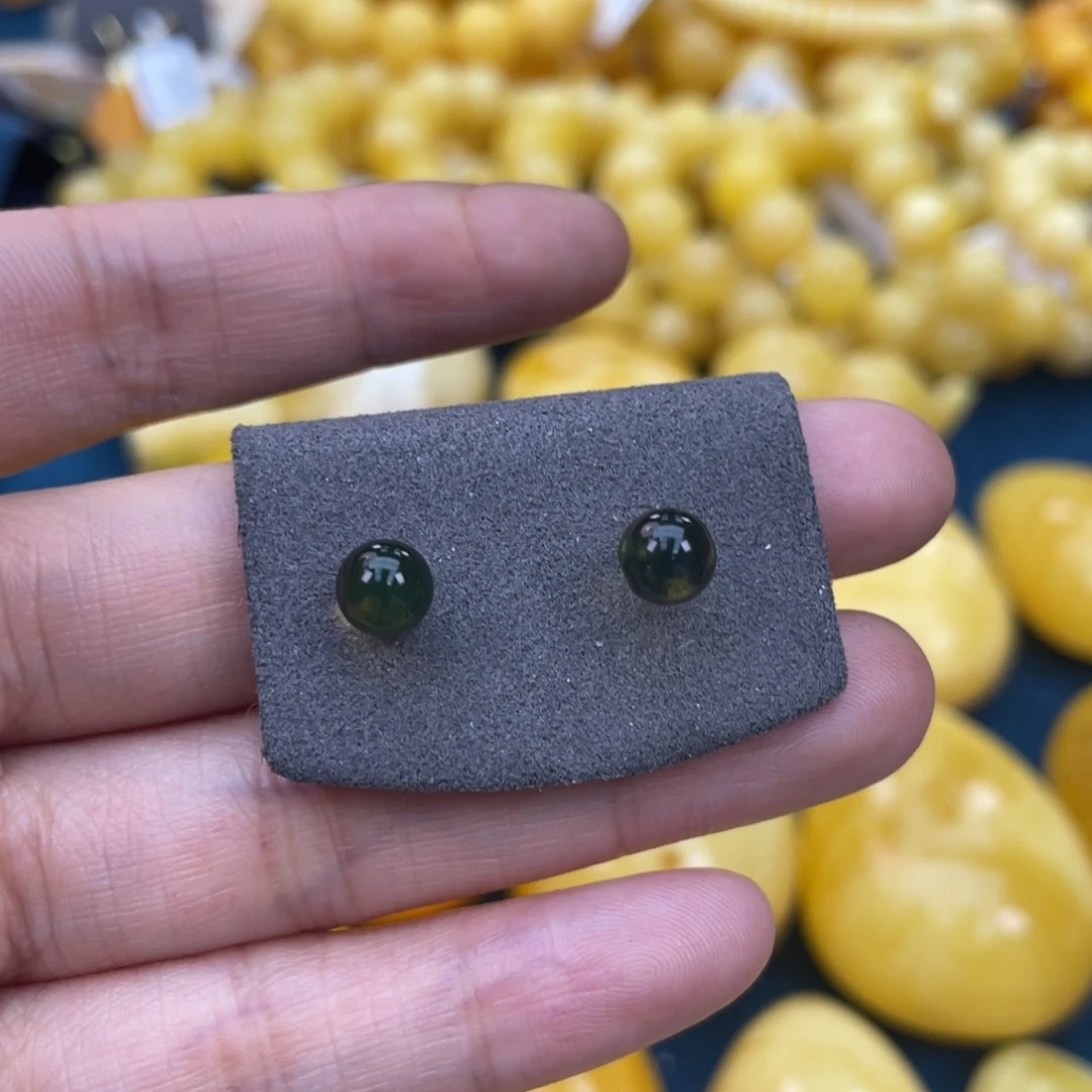 琥珀裸石银S925镶嵌琥珀蜜蜡w