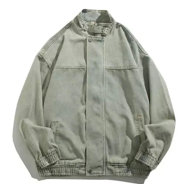 【醒醒】做旧水洗牛仔外套春秋季宽松痞帅休闲原宿立领夹克 8939