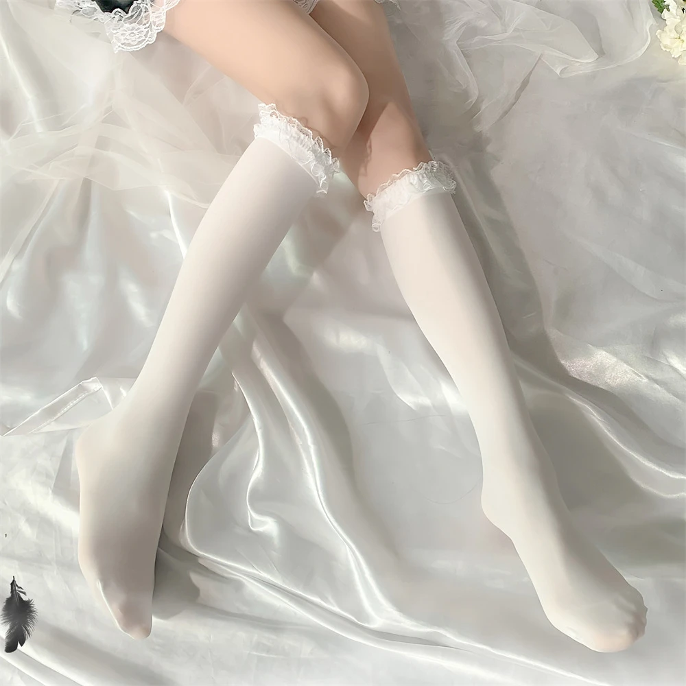 【福利款】少女中筒蕾丝花边袜子女薄洛丽塔白色可爱中筒袜潮小腿袜