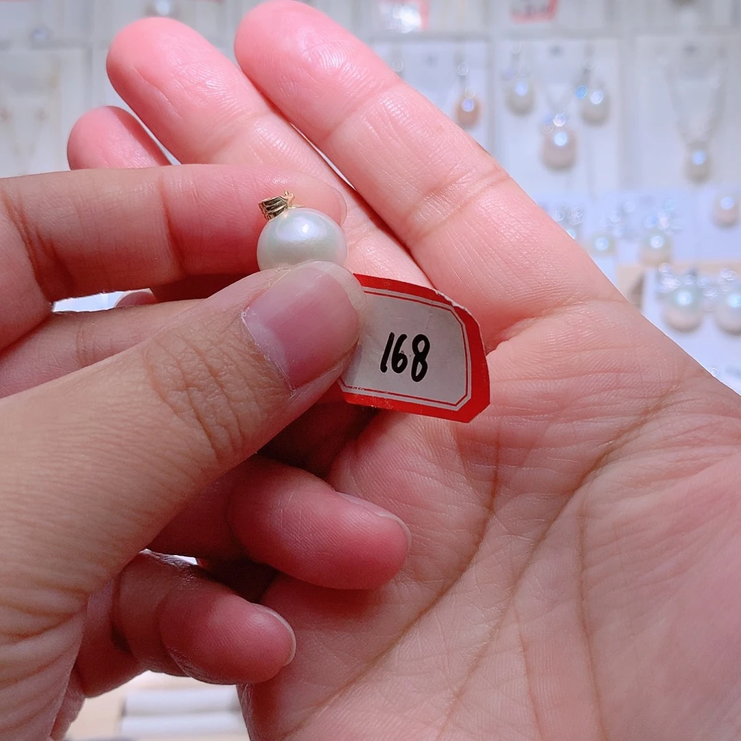 小***~颈饰淡水珍珠18K金镶嵌CC12.1mm