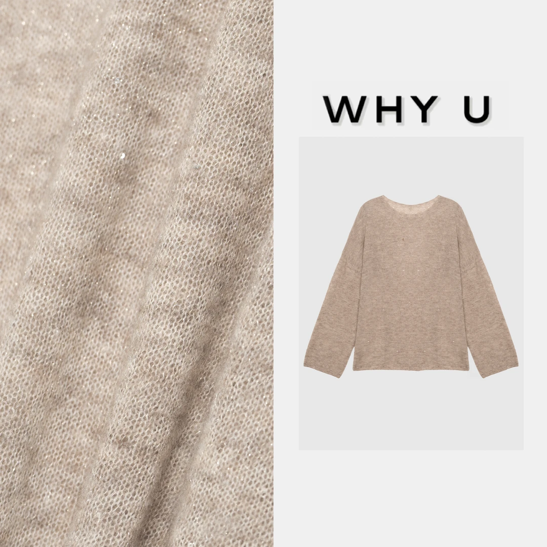 WHY U-25AW秋冬长袖羊绒真丝针织衫百搭上衣【沉香屑】