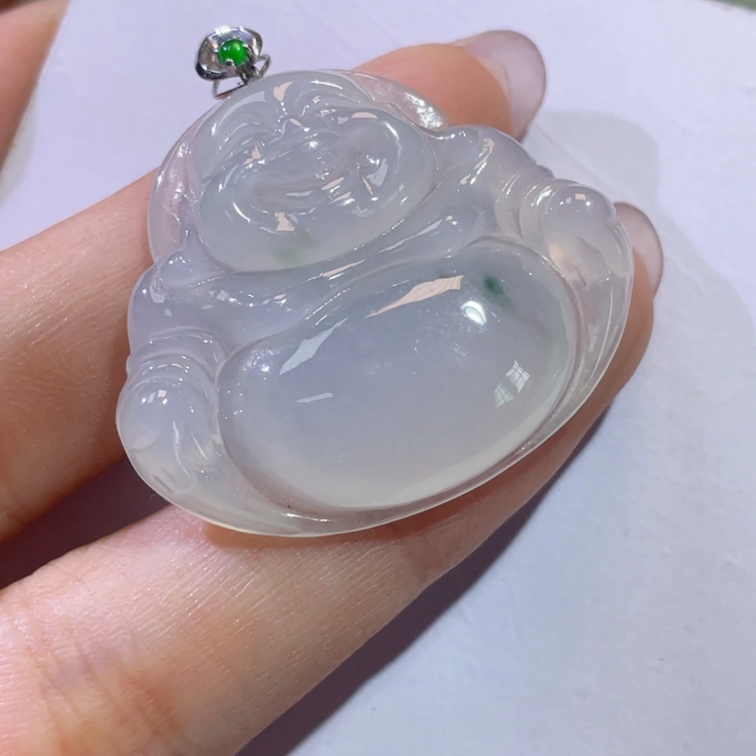 翡翠18K金镶嵌颈饰佛公