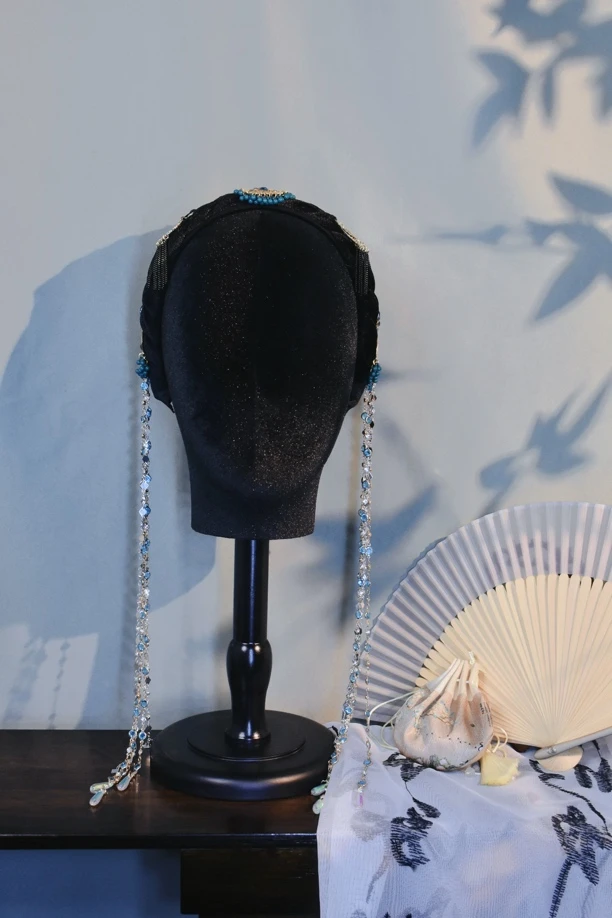【婉仪】原创手工波西米亚风头箍发箍女宫廷风蓝色极简风发饰民族风