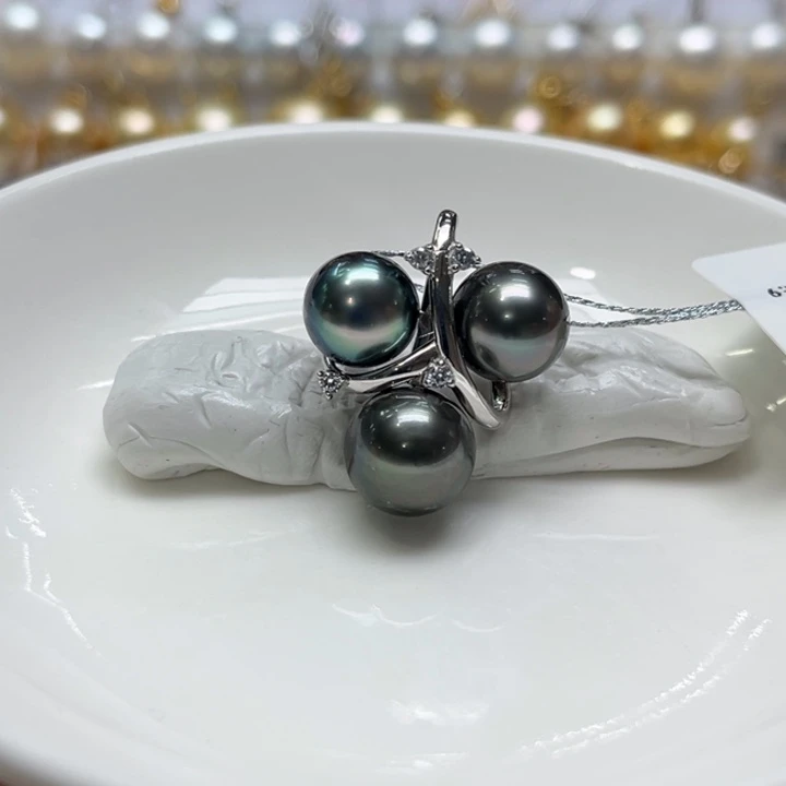银S925镶嵌吊坠(不含链)海水珍珠9-11m 110号