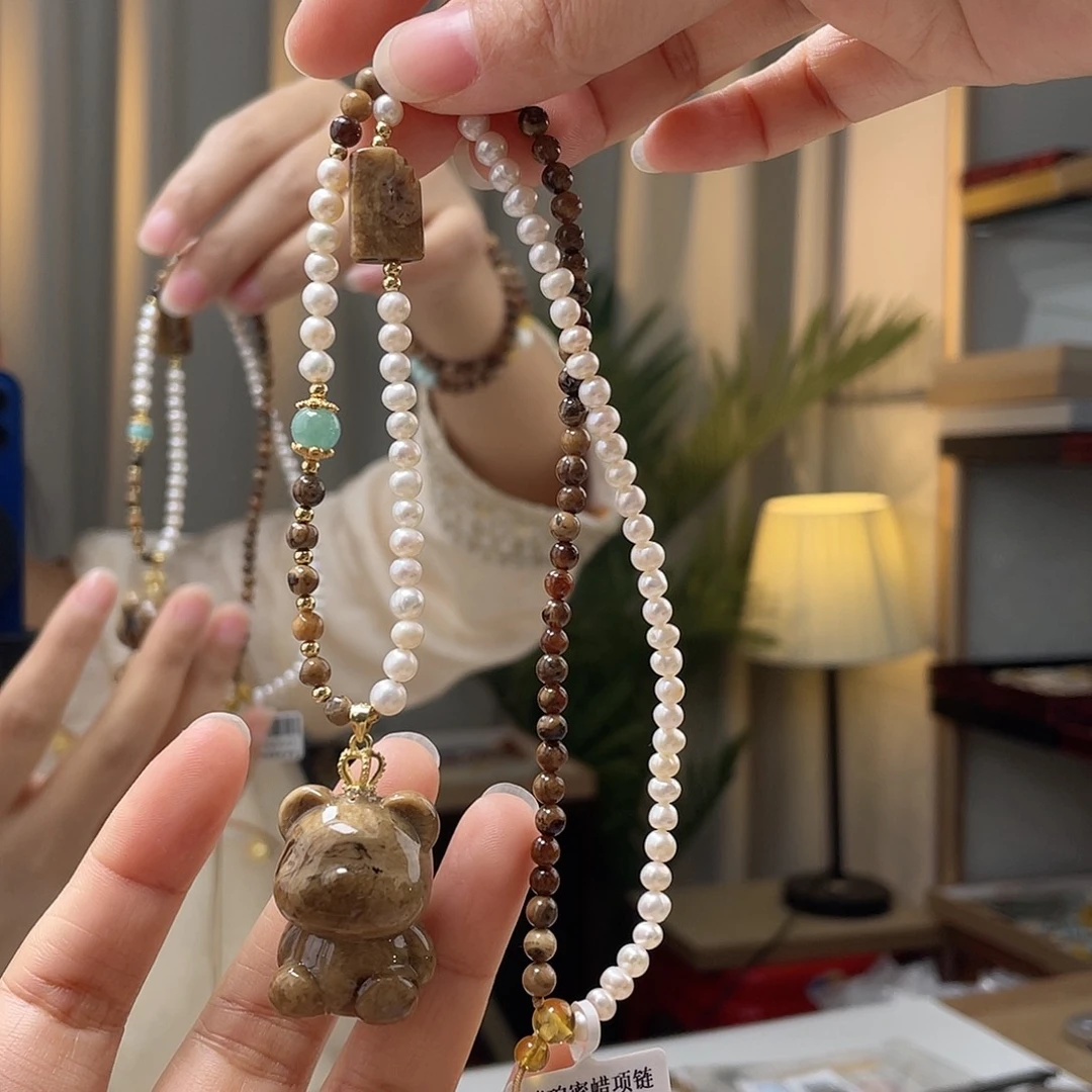 琥珀裸石银S925镀金镶嵌蜜蜡吊坠