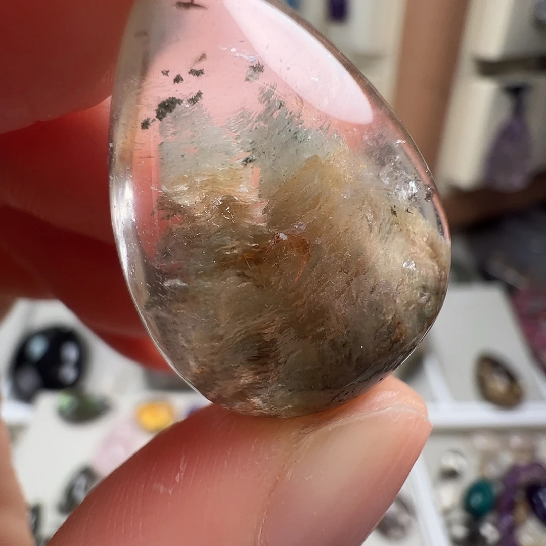 水晶银S925镶嵌颈饰天然幽灵水晶