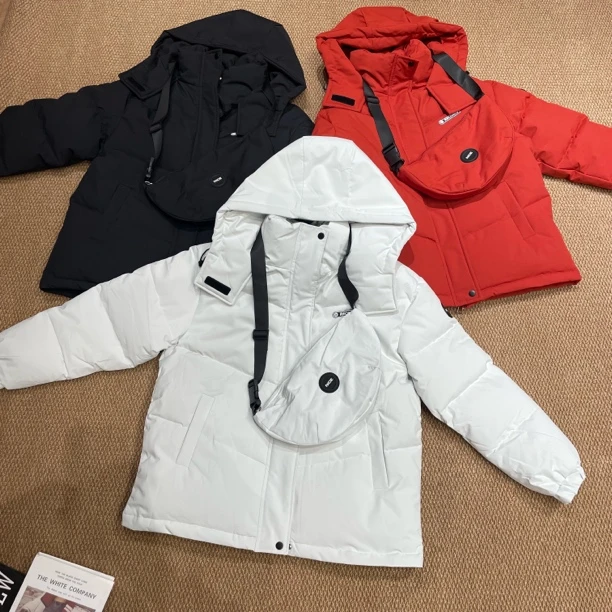 新疆包邮【a503】连帽棉服外套（配包包）男女同款 衣长62