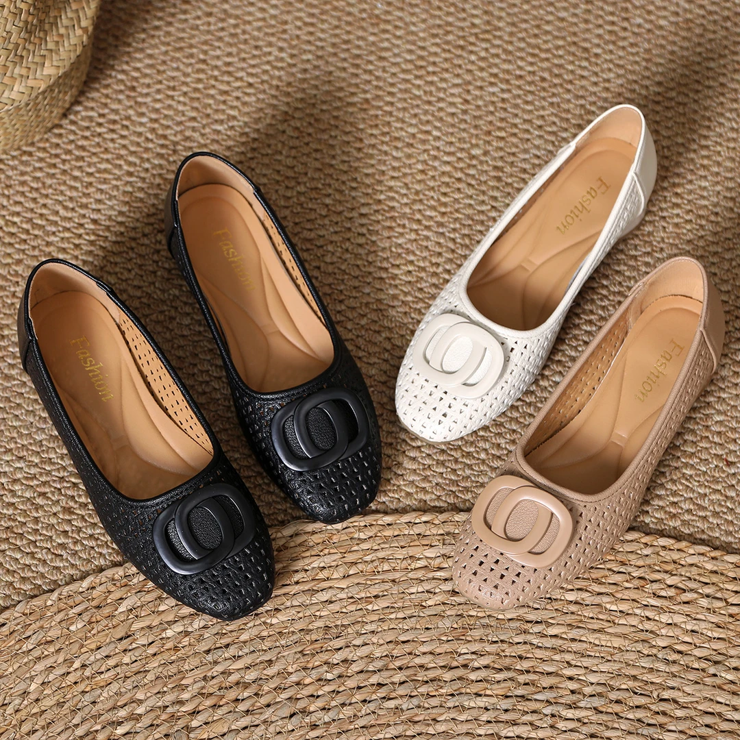 【Ciafoce纤芙森】801休闲防滑浅口套筒单鞋低跟妈妈鞋方头夏季