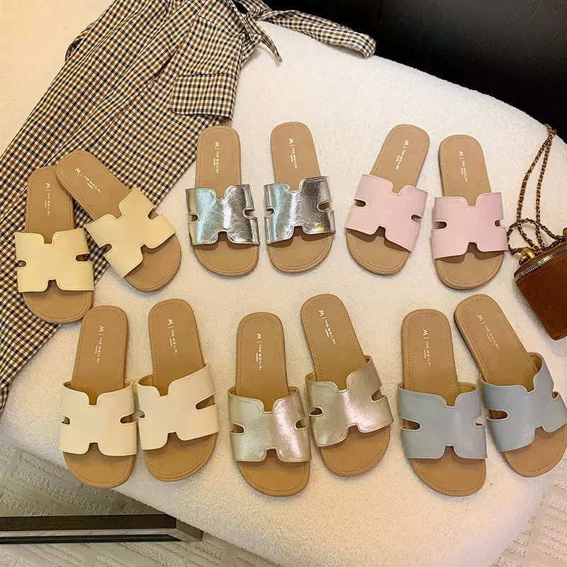 真皮H拖鞋单鞋女外穿夏季韩版新款网红ins