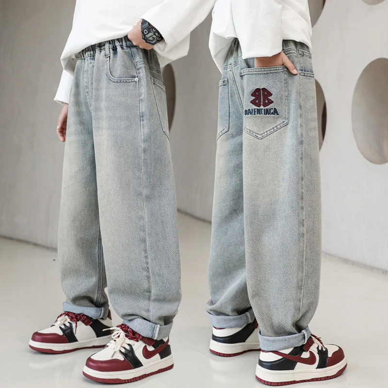 男童牛仔裤春秋季中大童男孩春装裤子2025新款儿童宽松休闲长裤潮