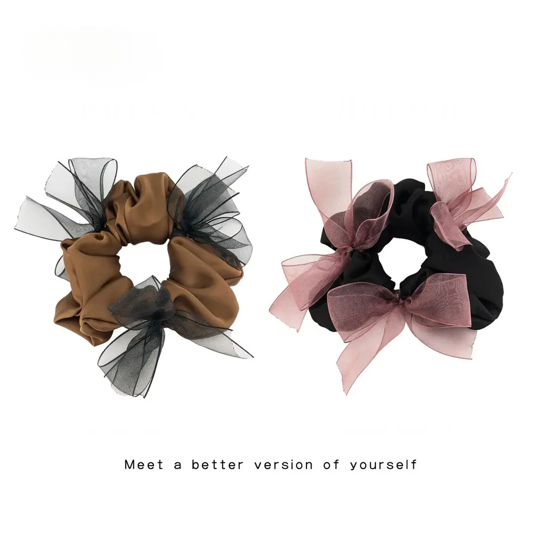 高品质显许妍同款发圈缎面蝴蝶结蝴蝶结发圈少女丸子头发绳扎头绳