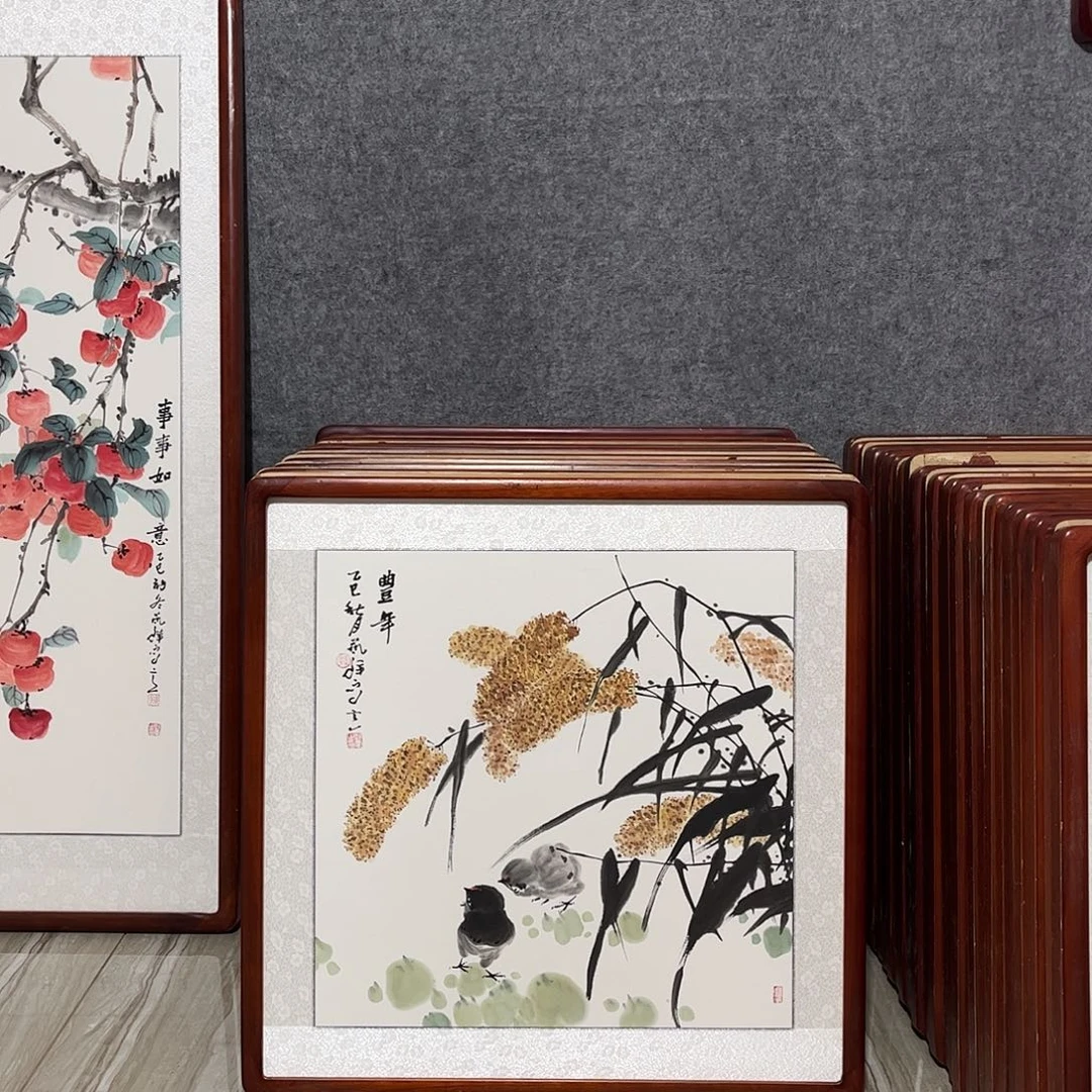 国画书画作品带框63×63