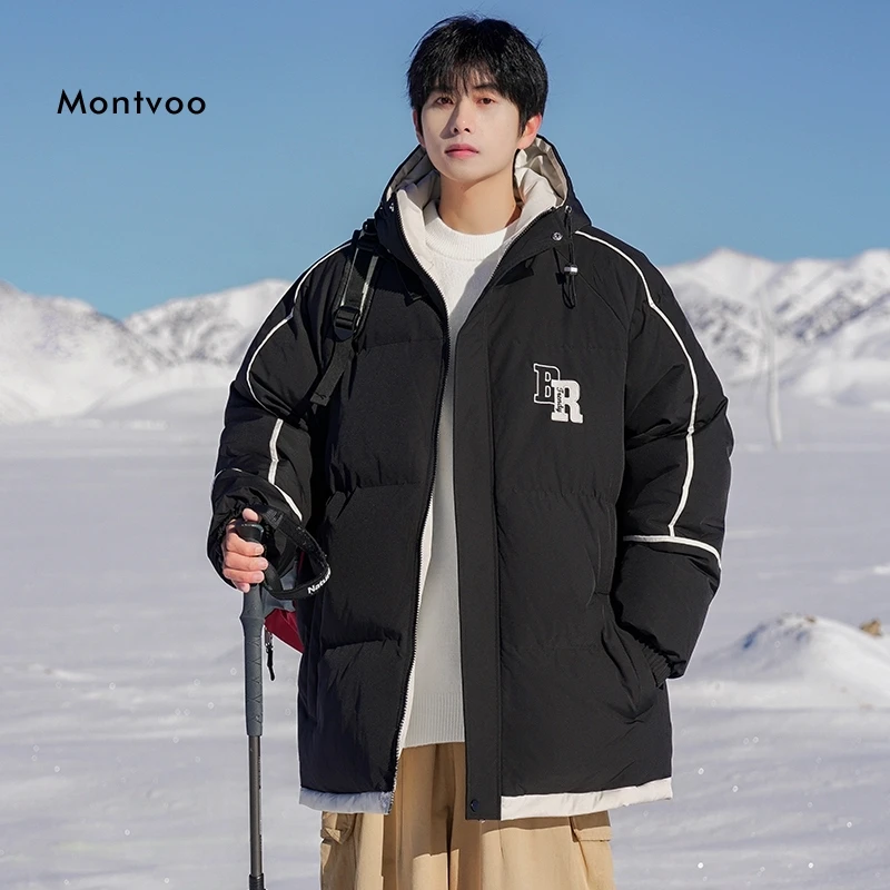 MTVO 迈特优冬季新款连帽棉服下摆假两件双肩加厚保暖棉外套 9326