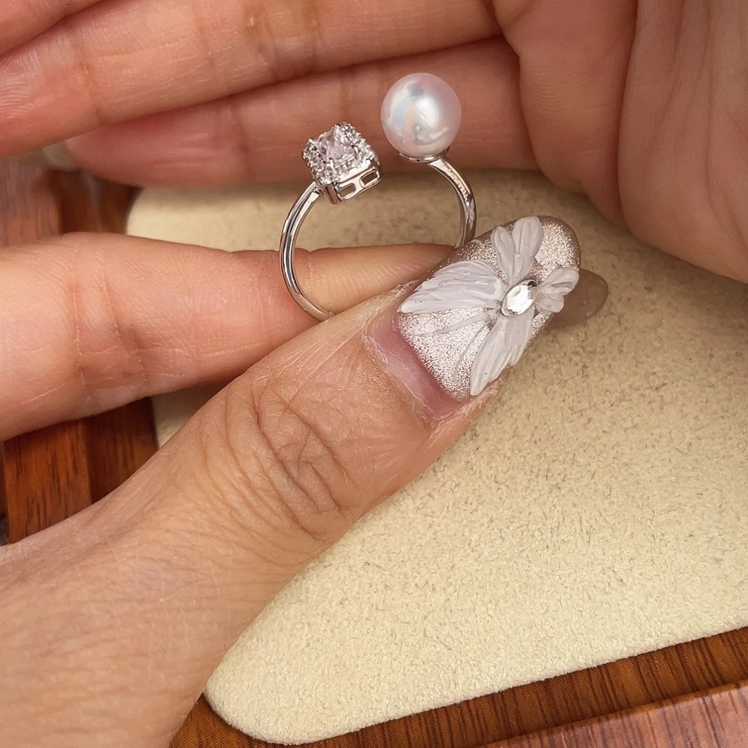 海水珍珠戒指银S925镶嵌