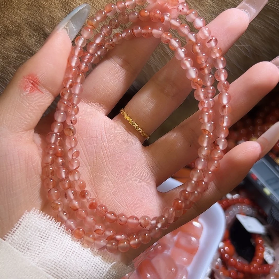 南红玛瑙手串未镶嵌4mm冰飘