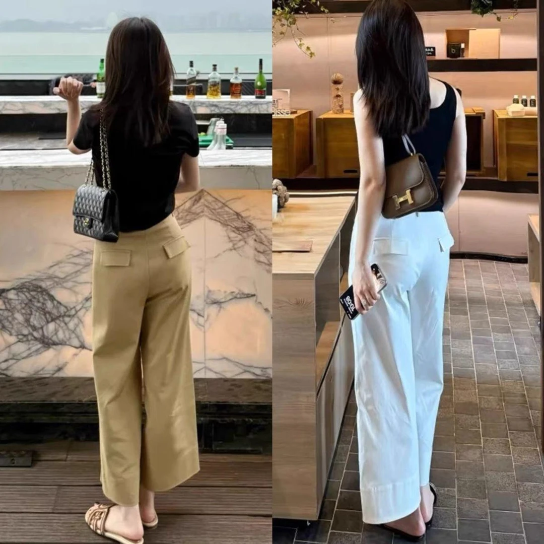 小个子女装显瘦裤子九分新款直筒百搭阔腿夏季高腰身材梨形休闲裤