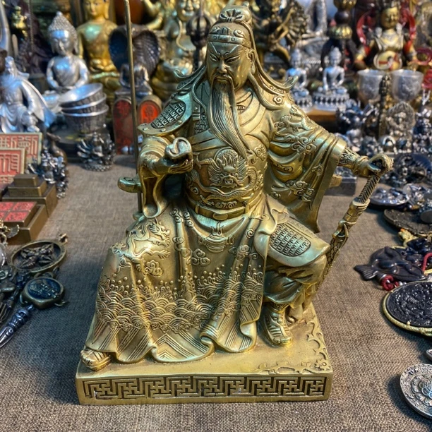 纯铜精工看书关二爷关公坐像摆件19✖️14厘米