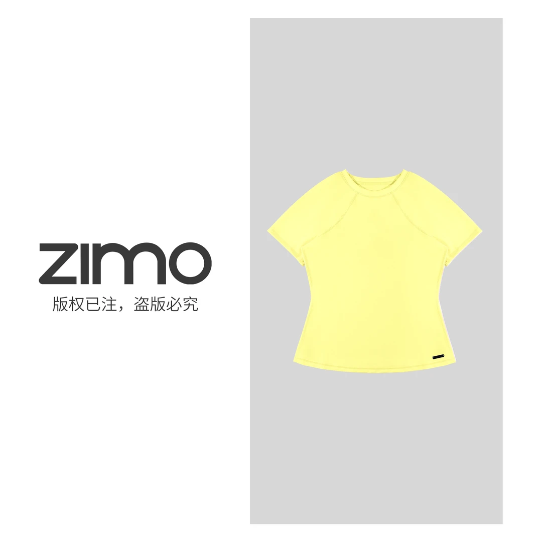 空气层女士短袖鹅黄色539-zimo-瑜伽健身瑜伽服健身服YFDX539