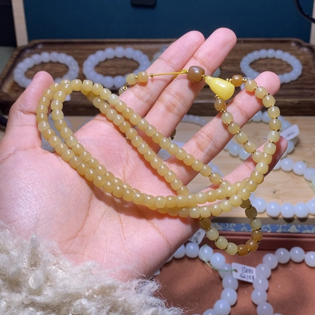 和田玉手串未镶嵌烧**-