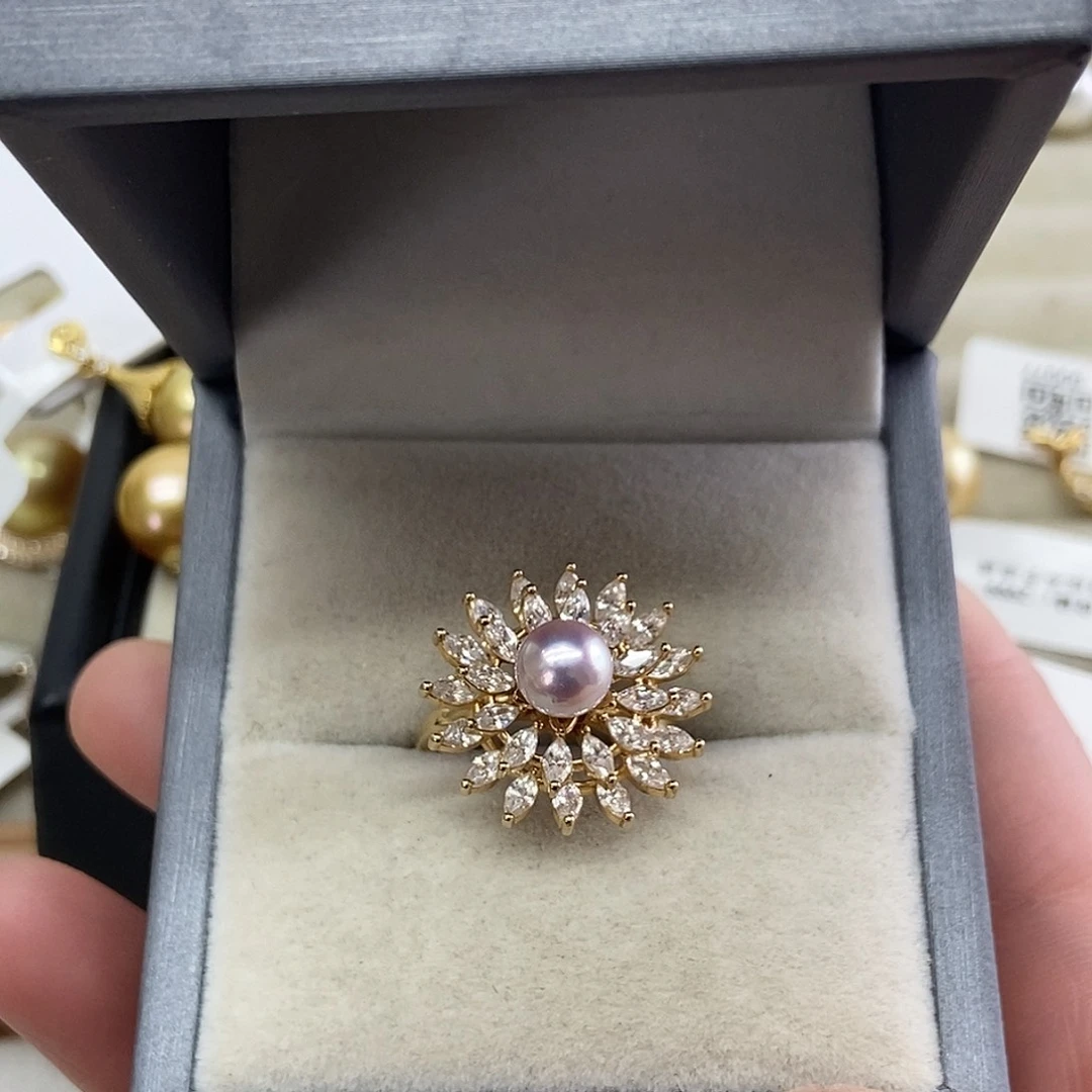 银S925镶嵌戒指海水珍珠