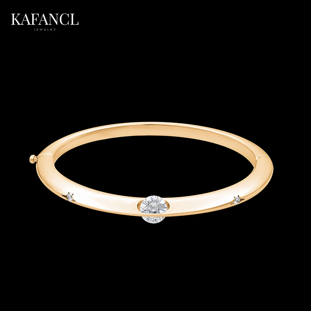 红楼  莫桑石 镀K金 永动单镶手镯女时尚百搭 ZR-C400