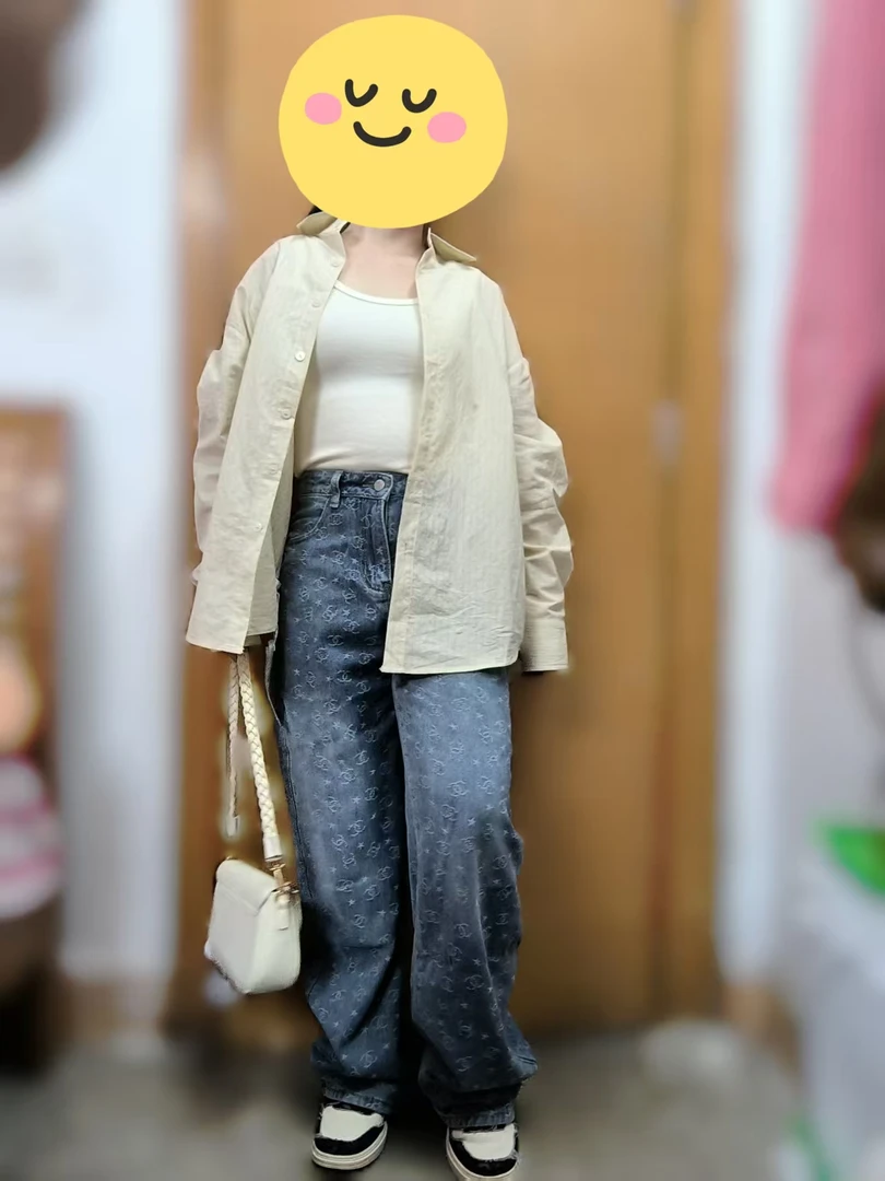 新款杏色衬衫+背心 女春秋抗皱百搭上衣均码不易皱棉氨纶混纺长袖