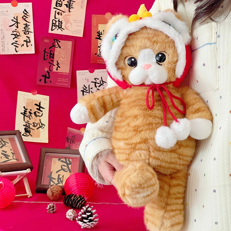 正版新年跑跑舞狮金渐层公仔橘猫玩偶布娃娃可爱猫咪女生毛绒玩具