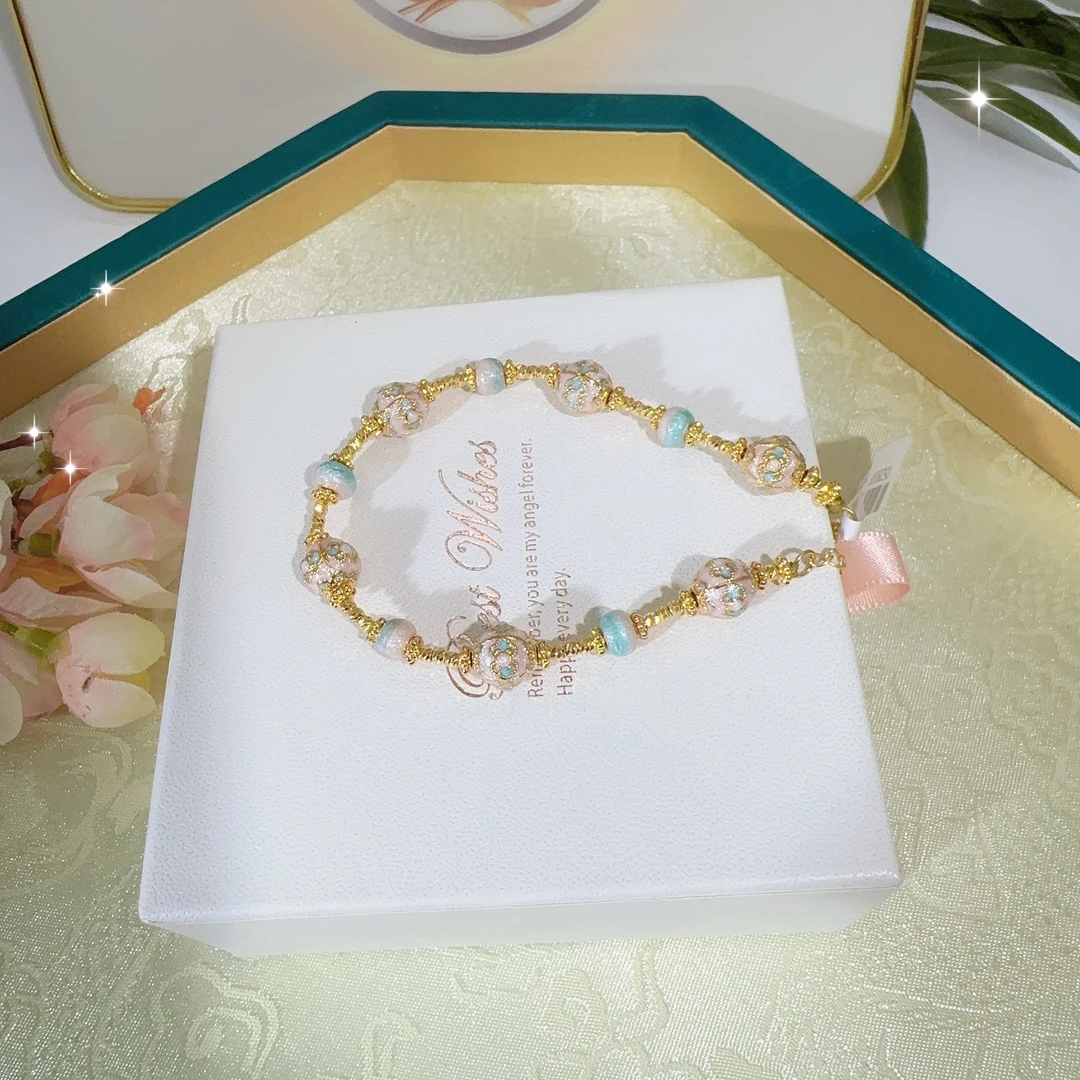 足金999珐琅玲珑绣球有求必应轻奢风可调节手链 05280001
