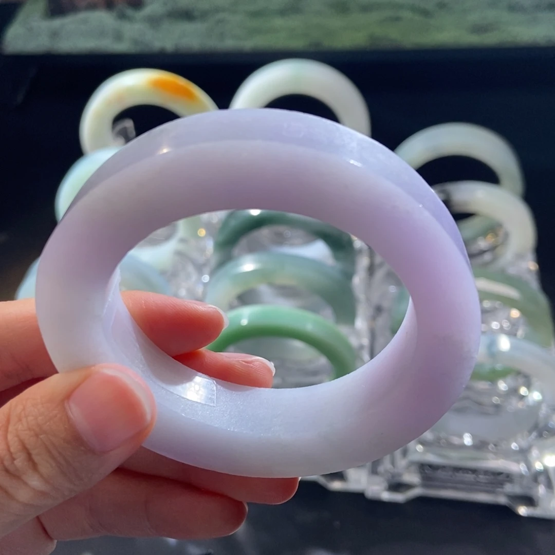 花***痕定制翡翠未镶嵌翡翠手镯