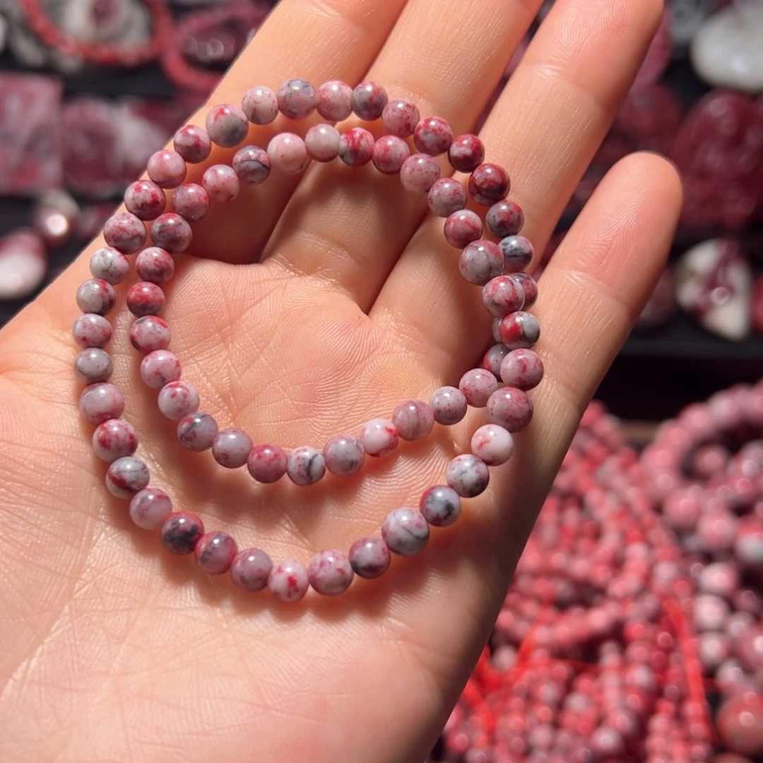 天然辰砂天然朱砂原石玉化手串