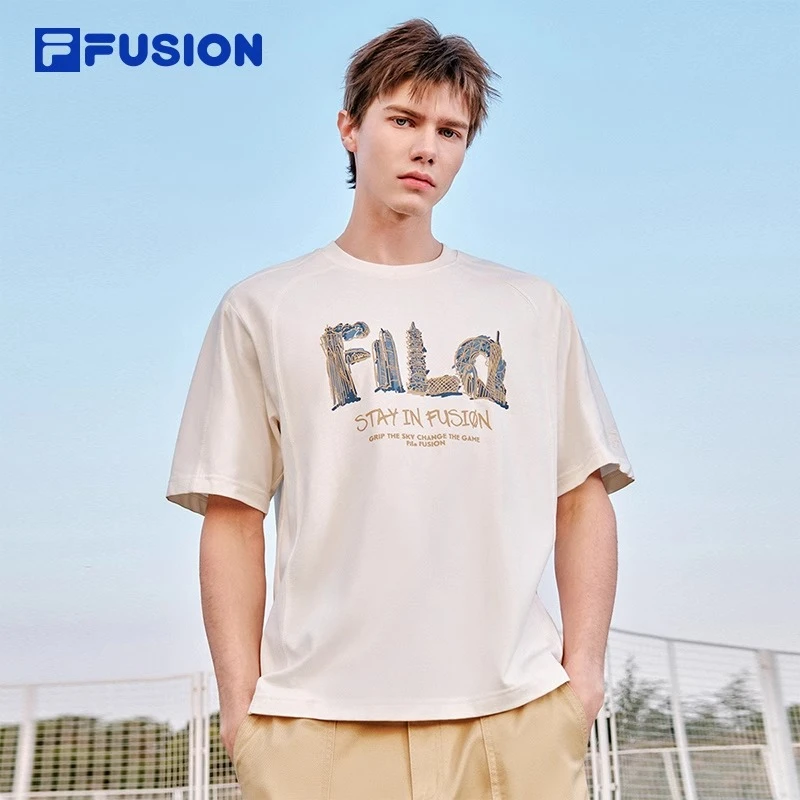 FUSION斐乐男子针织短袖衫新款休闲宽松纯棉T恤T11M513101F
