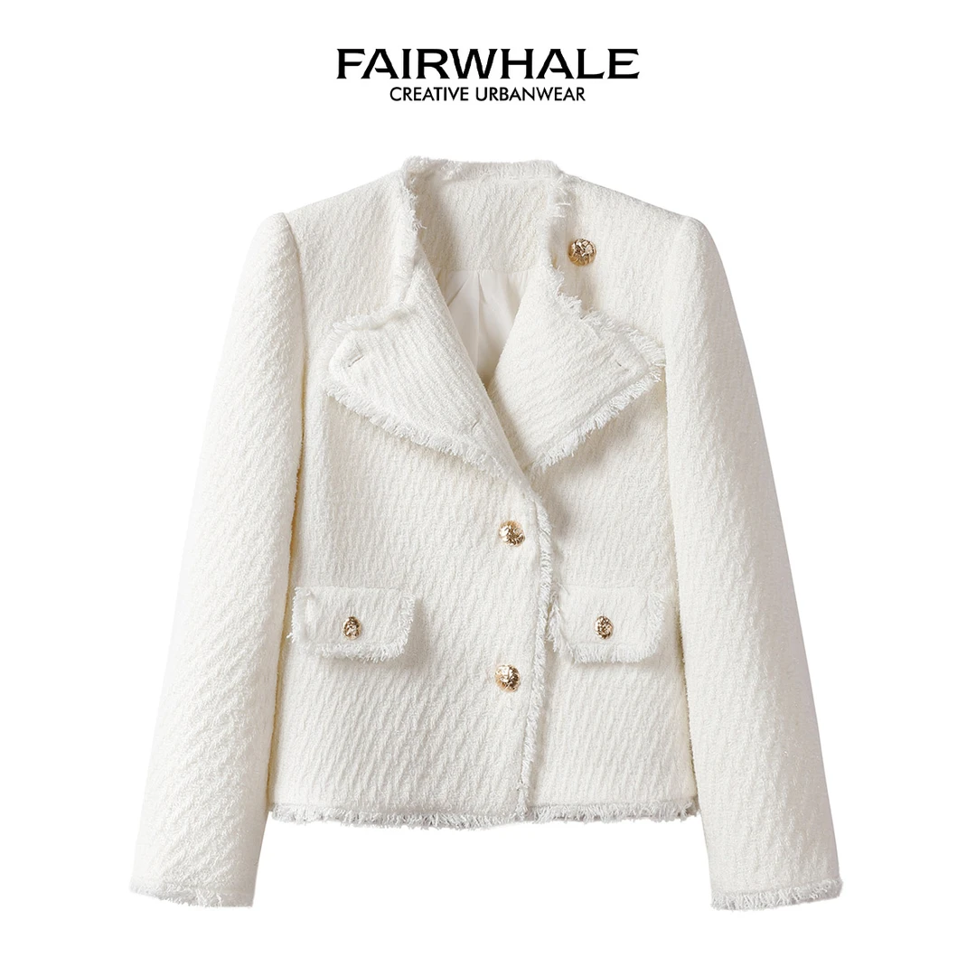 马克华菲女装小香风设计感流苏边外套 F33010A017