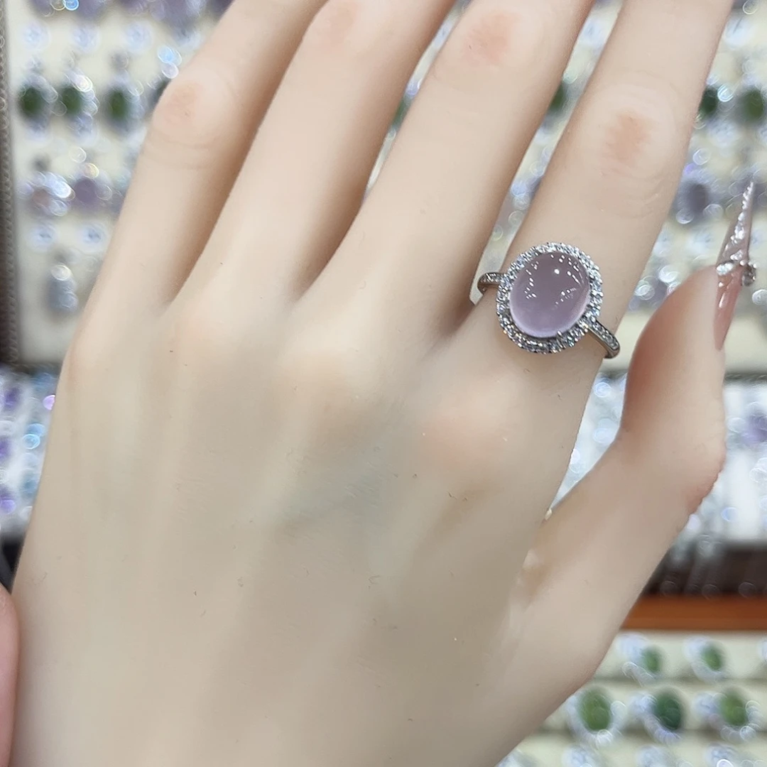 萤石戒指银S925镶嵌