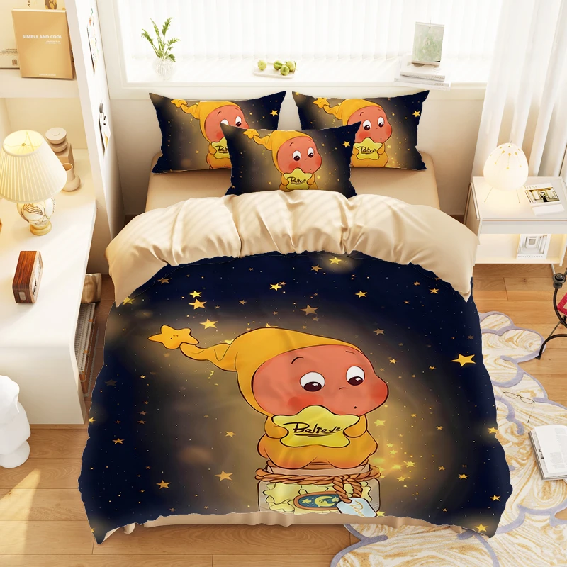 卡通儿童泡泡玛特星星人1.5m床全棉四件套可爱单人纯棉被罩三件套