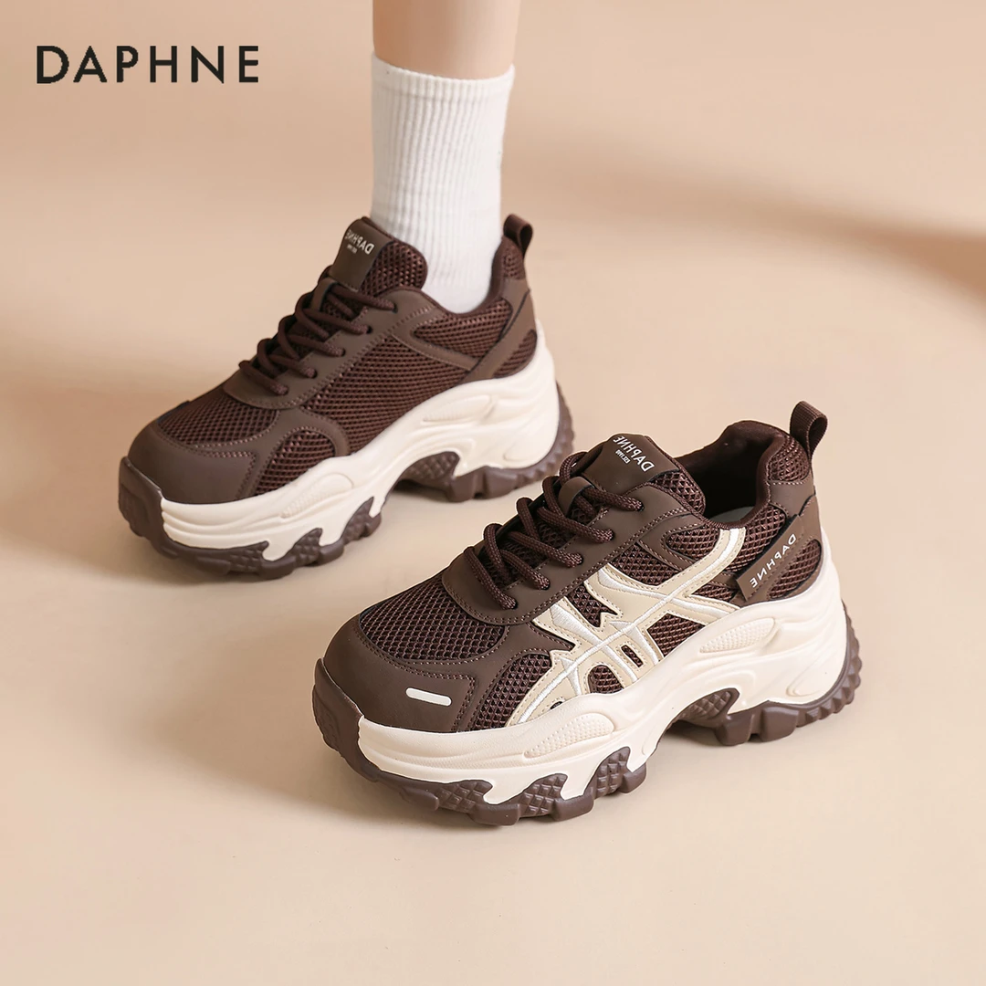 达芙妮老爹鞋女2025新款秋季厚底百搭超火时尚增高休闲登山运动鞋