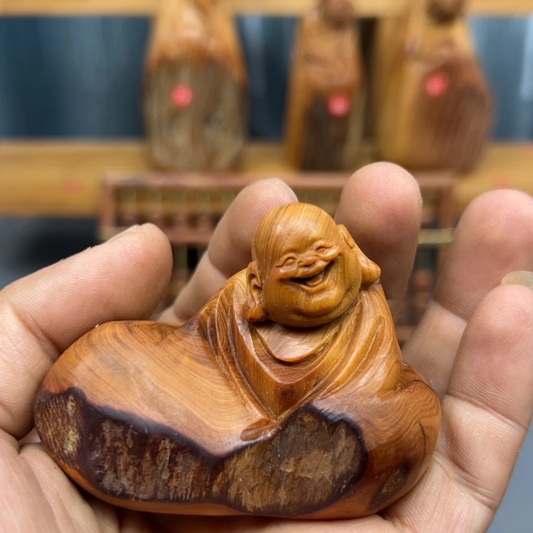 水***人木崖柏木摆件手把件，