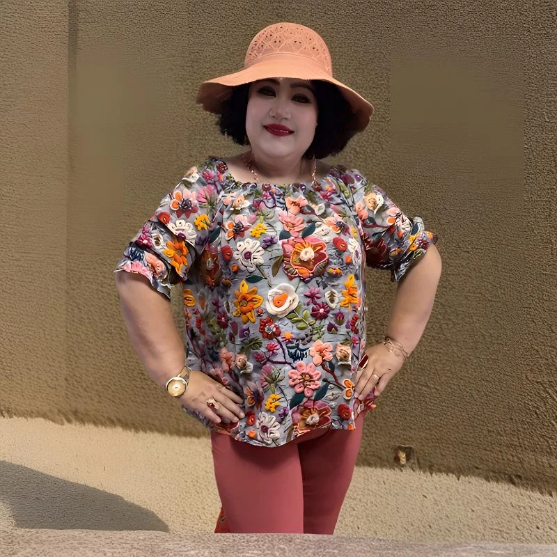 衬衫休闲花色常规碎花女士时尚女装圆领气质