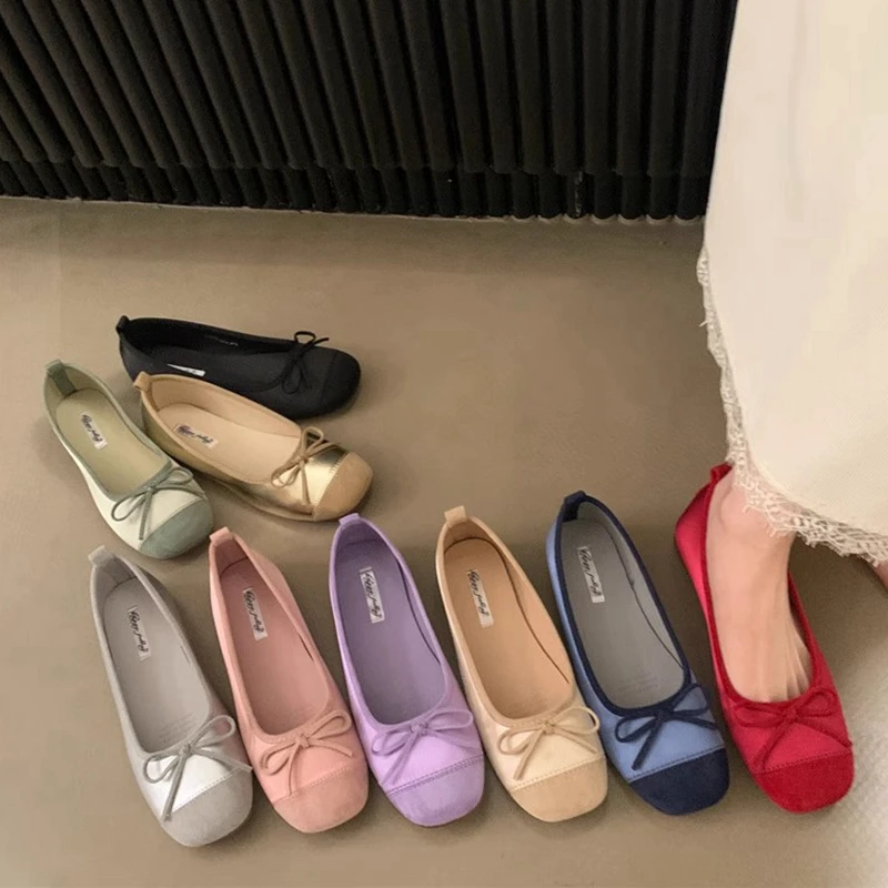 温柔晚晚鞋法式平底红色单鞋2025新款缎面高级感软底仙女芭蕾舞鞋