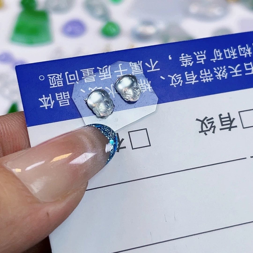 裸石翡翠YJ0001玻璃种起钢炸光貔貅一对