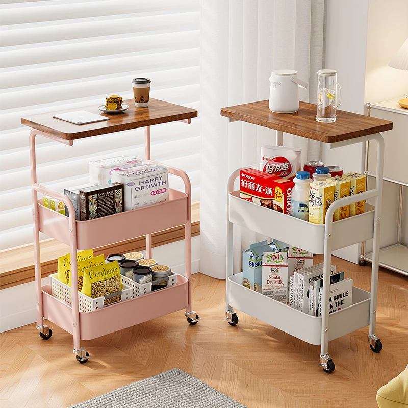 新中式古风茶几客厅沙发创意小推车收纳移动茶桌家用卧室置物架