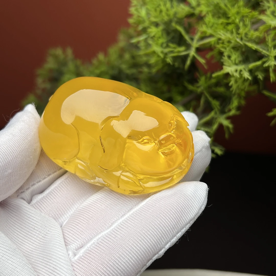 35.1g金猪挂件鸡油黄蜜蜡金绞蜜吊坠毛衣链挂件