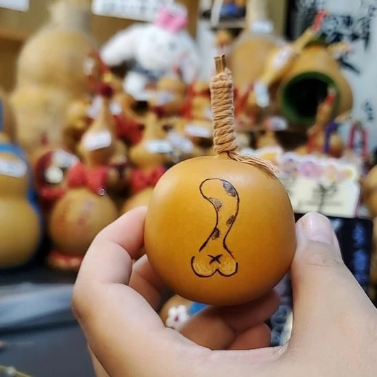 手工葫芦原创精品手把件摆件—17车—双面烙刻画猫猫小墩墩葫芦