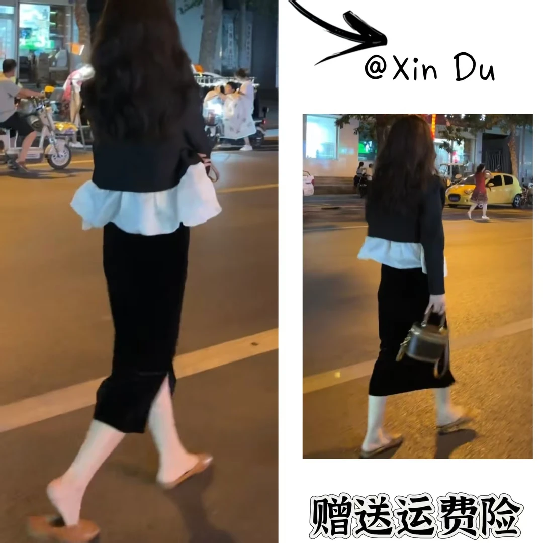 2025秋季新款时尚显瘦气质女士网红洋气两件套百搭款D22141