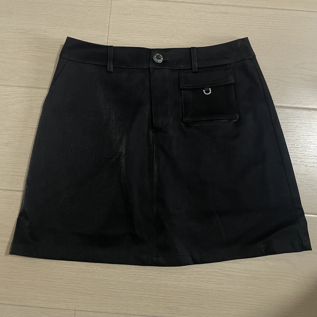 小乔家孤品黑色亮面皮裙